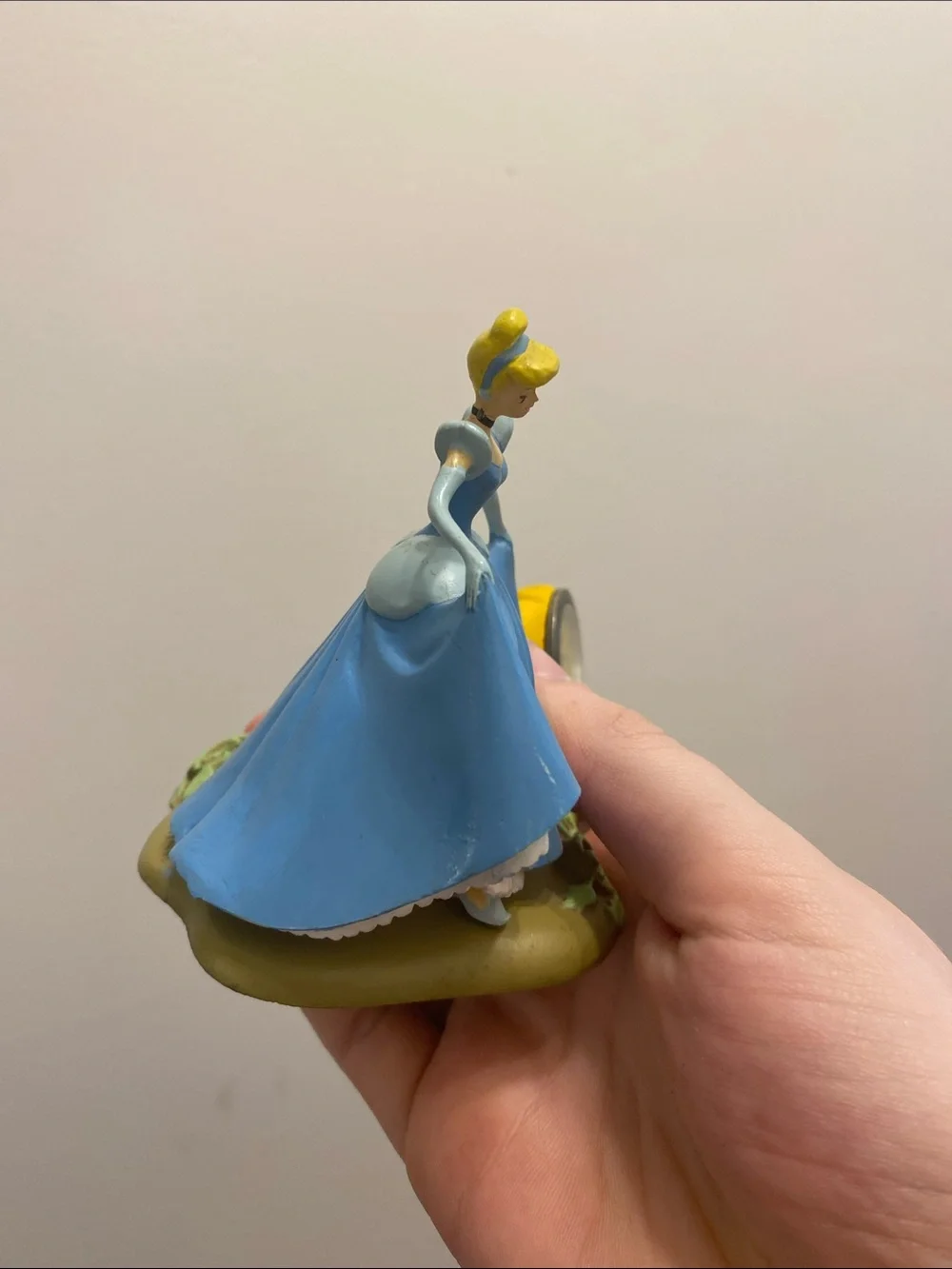 Disney Cinderella Figurine with Blue Gown and Yellow Pumpkin Clock